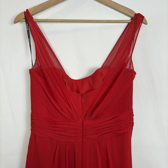 Vera Wang White (8) Red Chiffon Column Evening Gown Formal Goddess Evening Dress - Picture 5 of 6